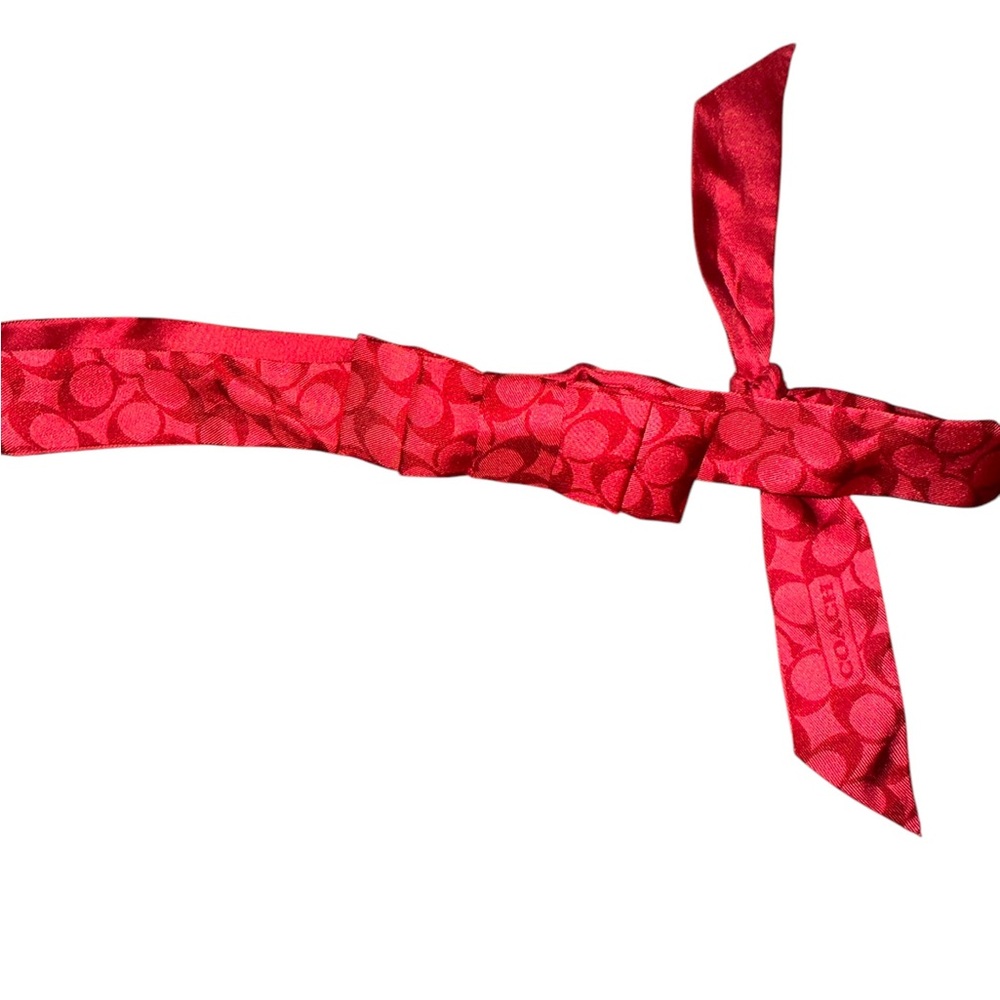 Coach Women's Red Signature Silk Scarf Tie